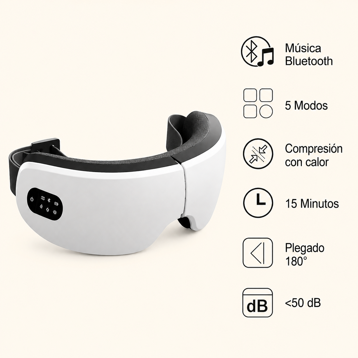 Masajeador de Ojos 4D — pantalla LCD y controles | Lumus One