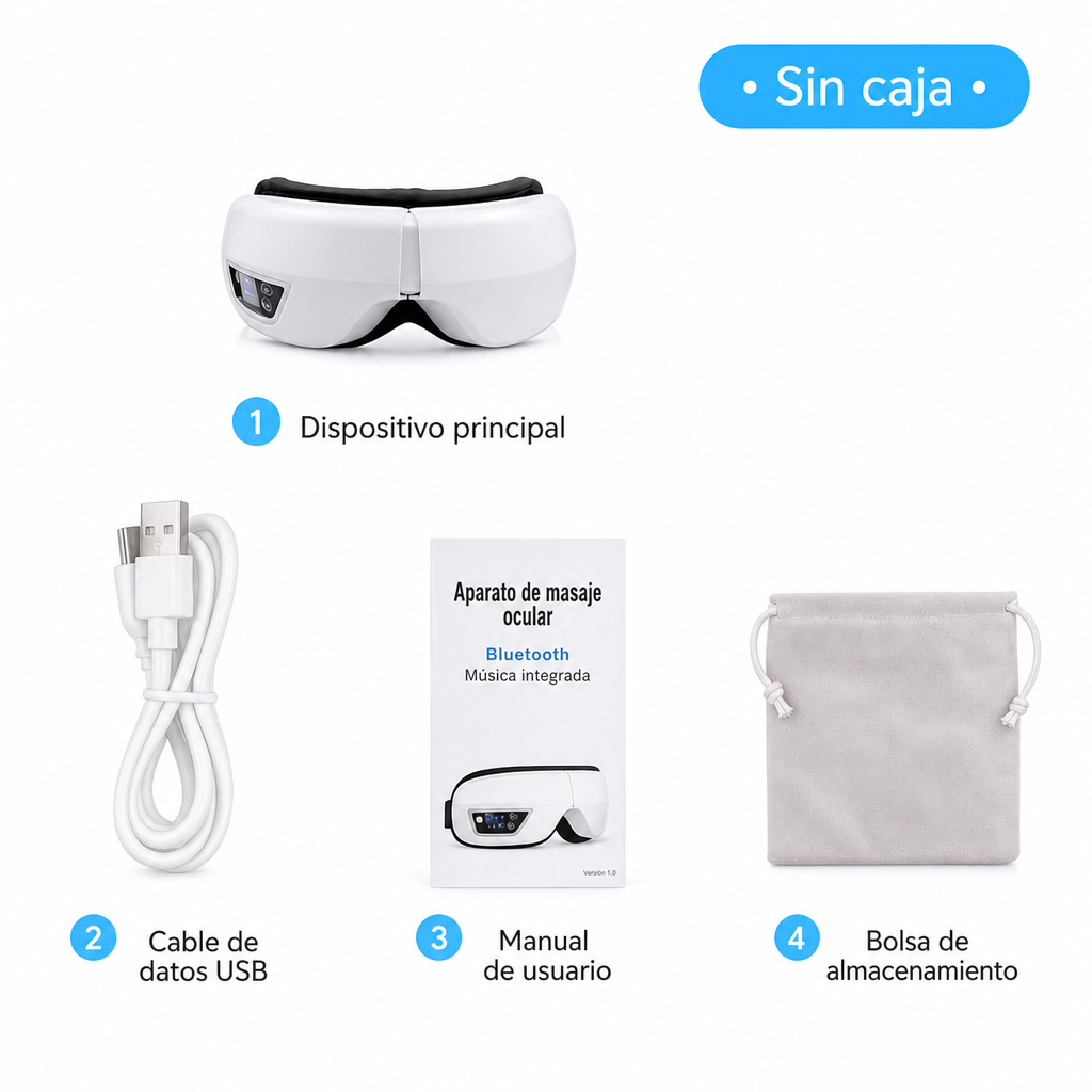 Masajeador ocular recargable USB con batería 1200mAh - 4 modos